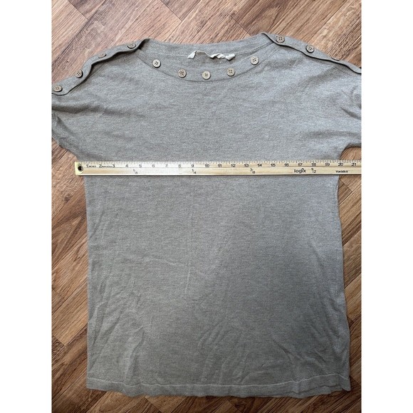 Soft Surroundings Womens Button Round Neck Grey Sweater Size Medium Casual - Picture 6 of 7